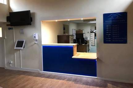 Completed reception desk renovation at Wargrave Surgery, Reading