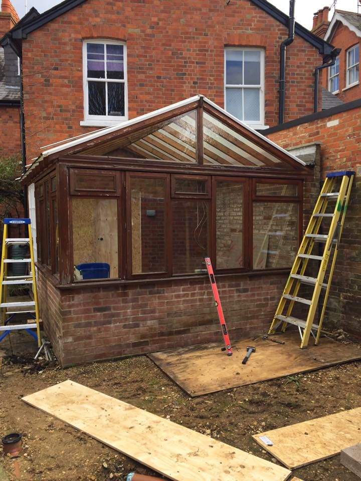 Old conservatory before work begun in Henley, Oxfordshire