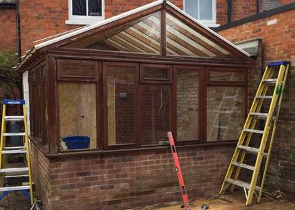 Old conservatory before work begun in Henley, Oxfordshire