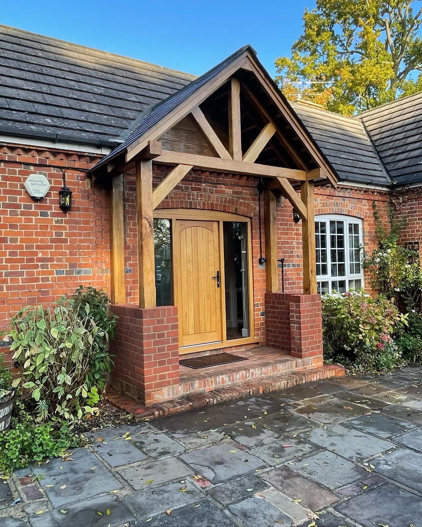 Left side of completed porch renovation in Burghfield, Reading
