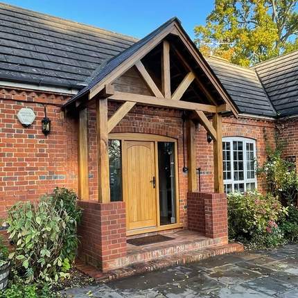 Left side of completed porch renovation in Burghfield, Reading