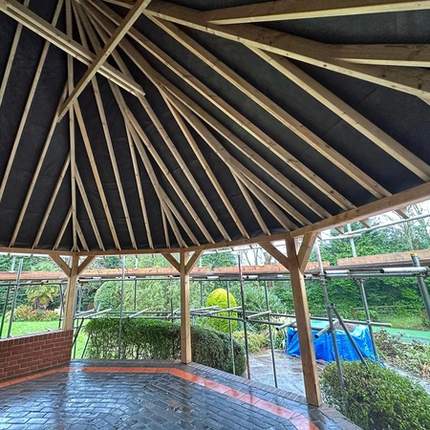 Underside of completed patio canopy in Burghfield, Reading