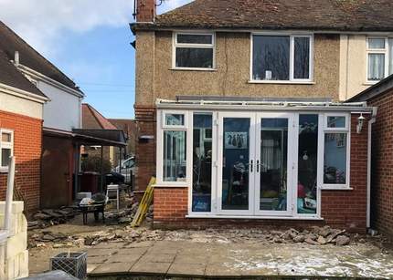 Rear of house before work begun in Tilehurst, Reading