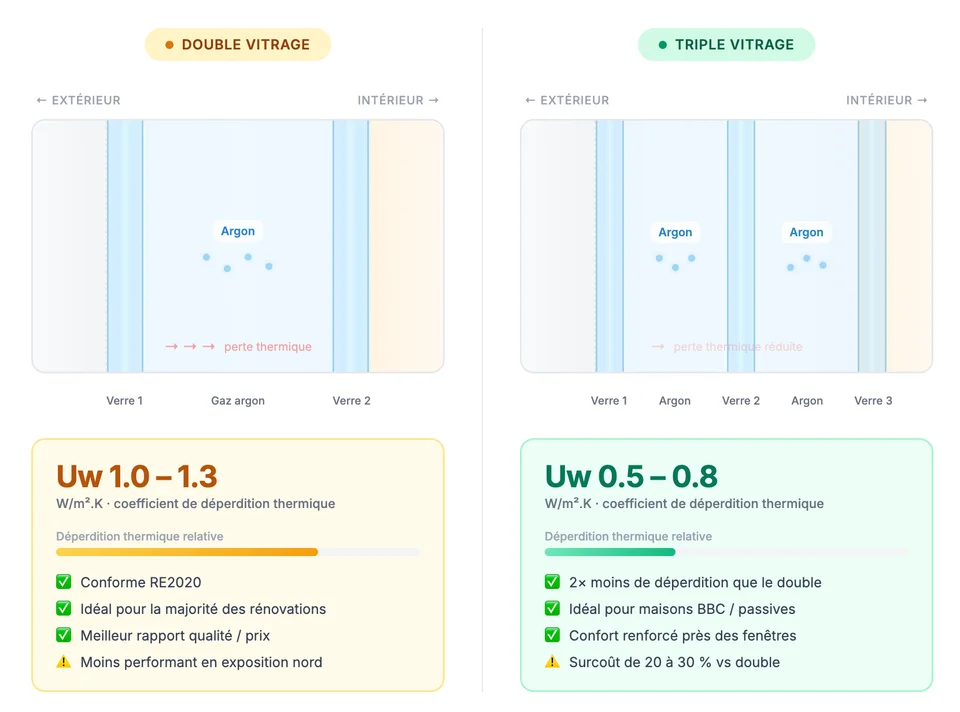 comparatif double vitrage vs triple vitrage