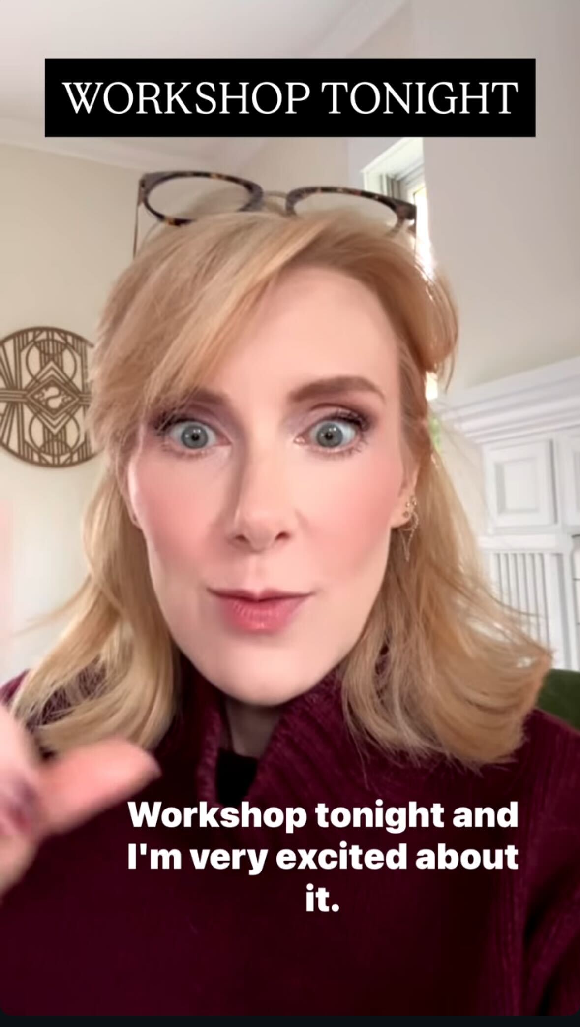 Sharon reminding private group about workshops