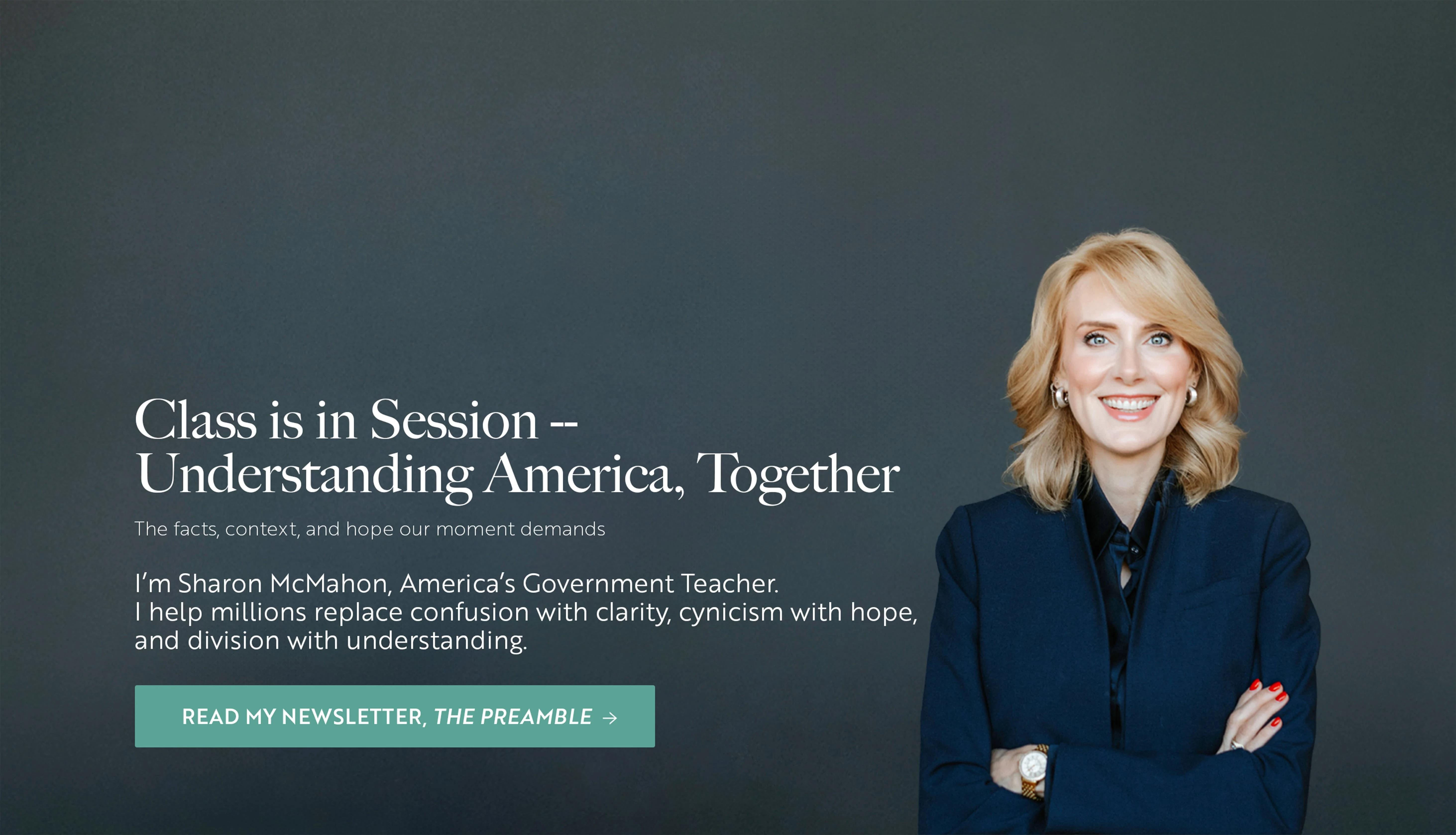 Sharon McMahon, America's Government smiling