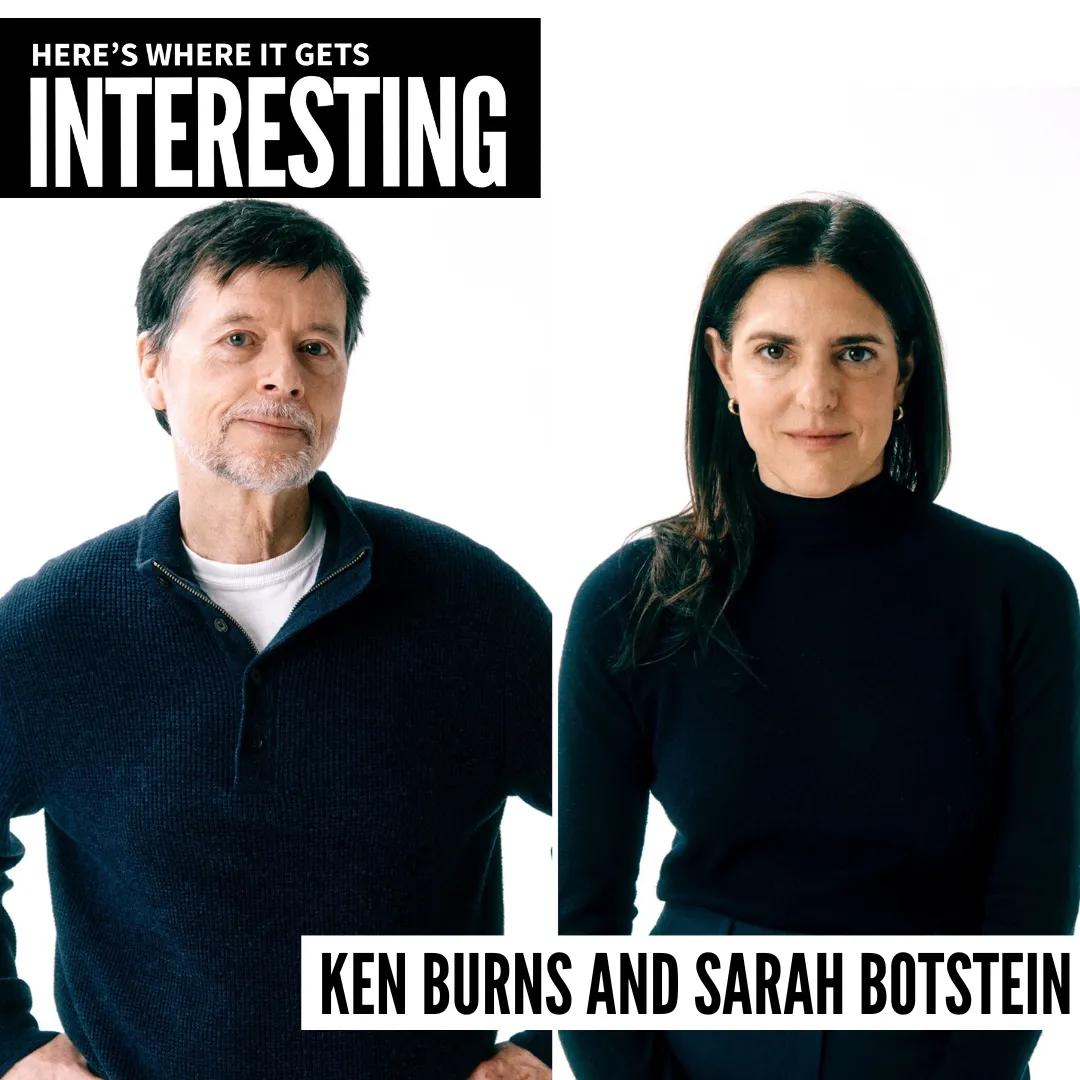 Podcast tile for The U.S. and the Holocaust with Ken Burns and Sarah Botstein on Here's Where It Gets Interesting