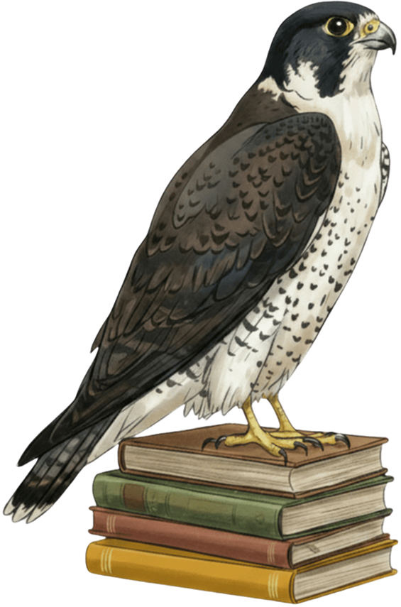 peregrine falcon on books