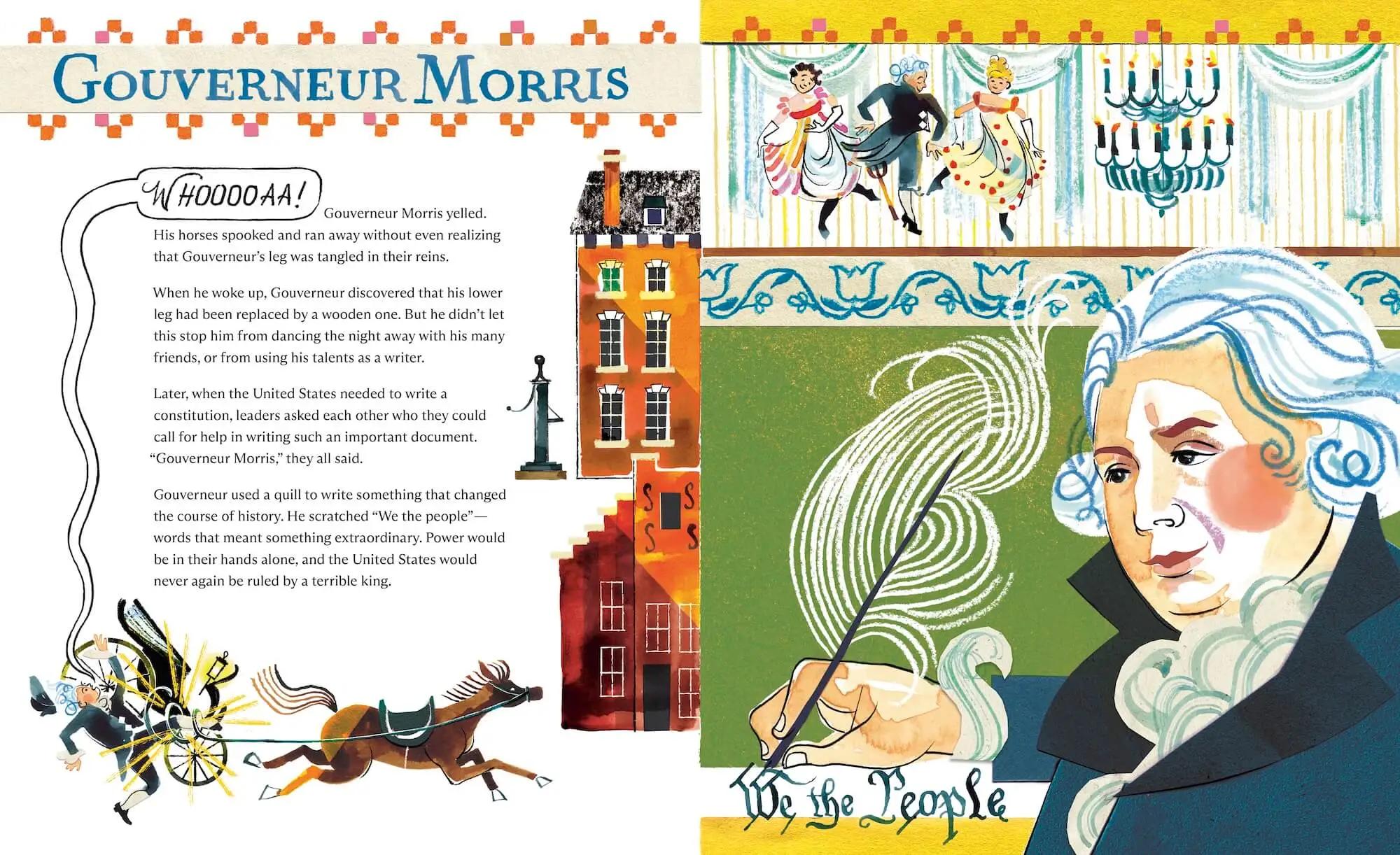 Spread from We Are Mighty featuring We The People writer Gouverneur Morris
