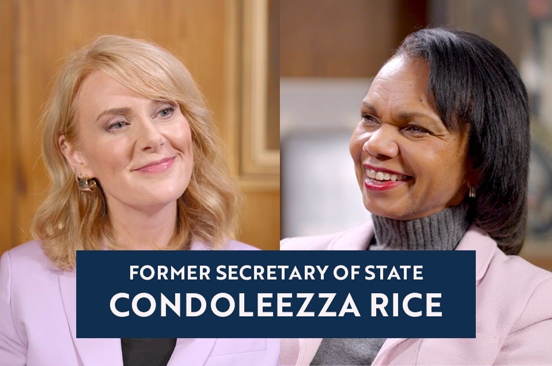 Sharon interviewing Condoleezza Rice