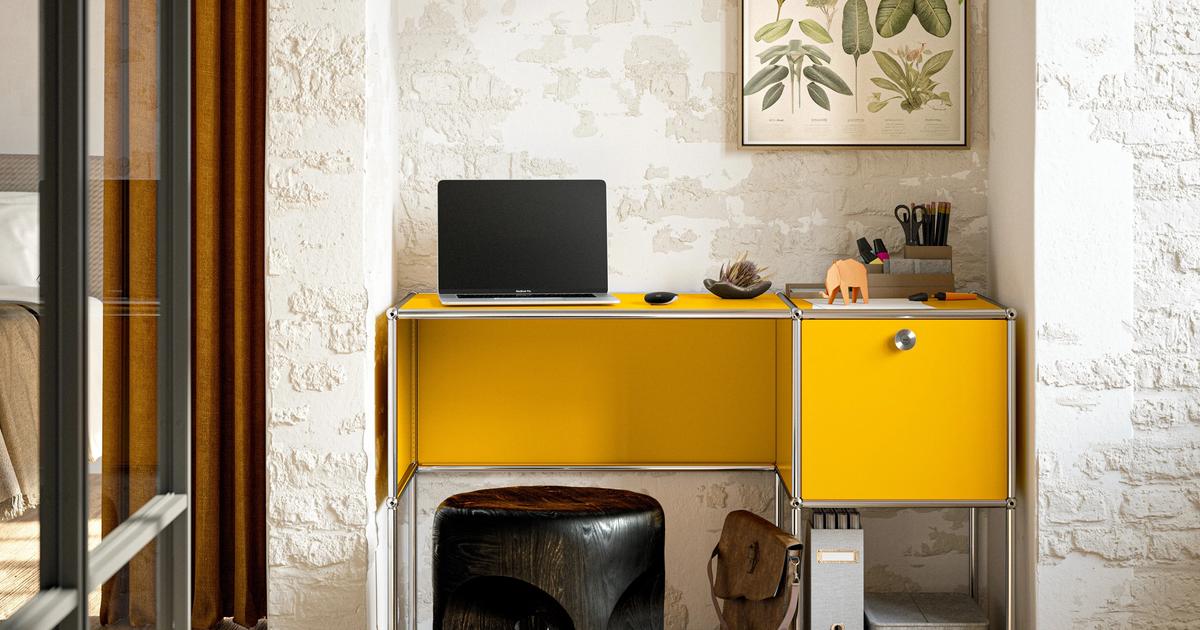 USM Haller 750×350mm punching panel イエロー USM Haller Sideboard | Golden Yellow by USM | STYLEPARK