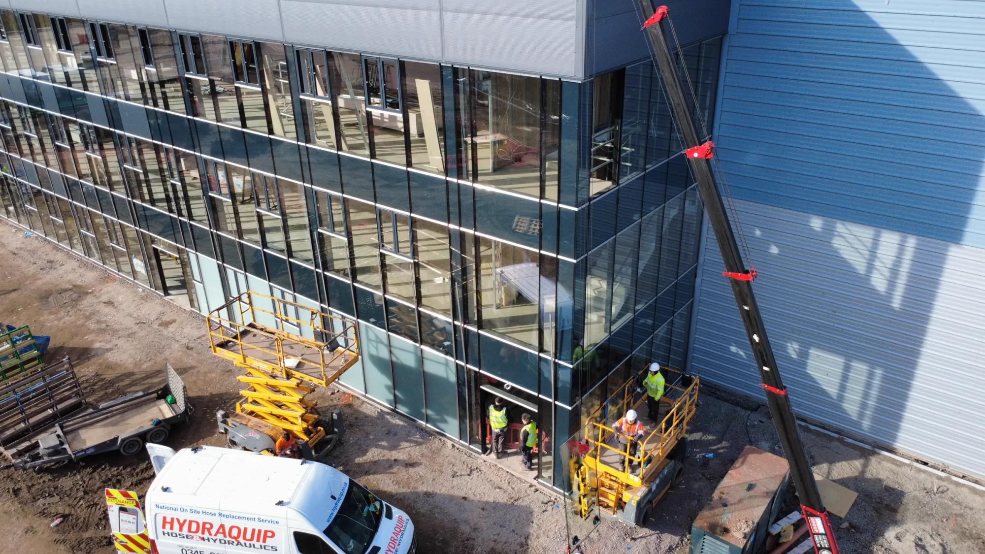 View of crane used during installation