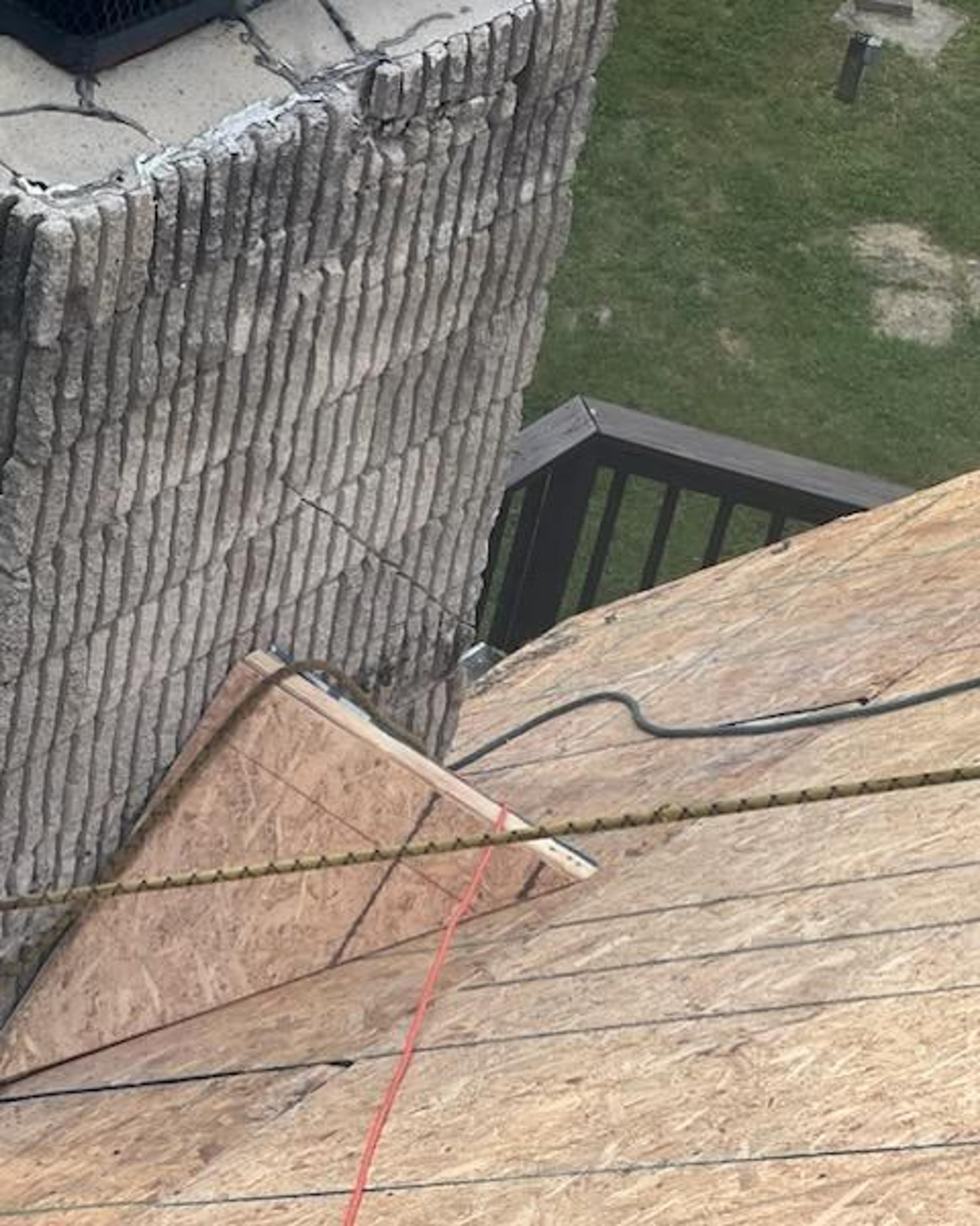 Chimney cricket framed on a roof deck
