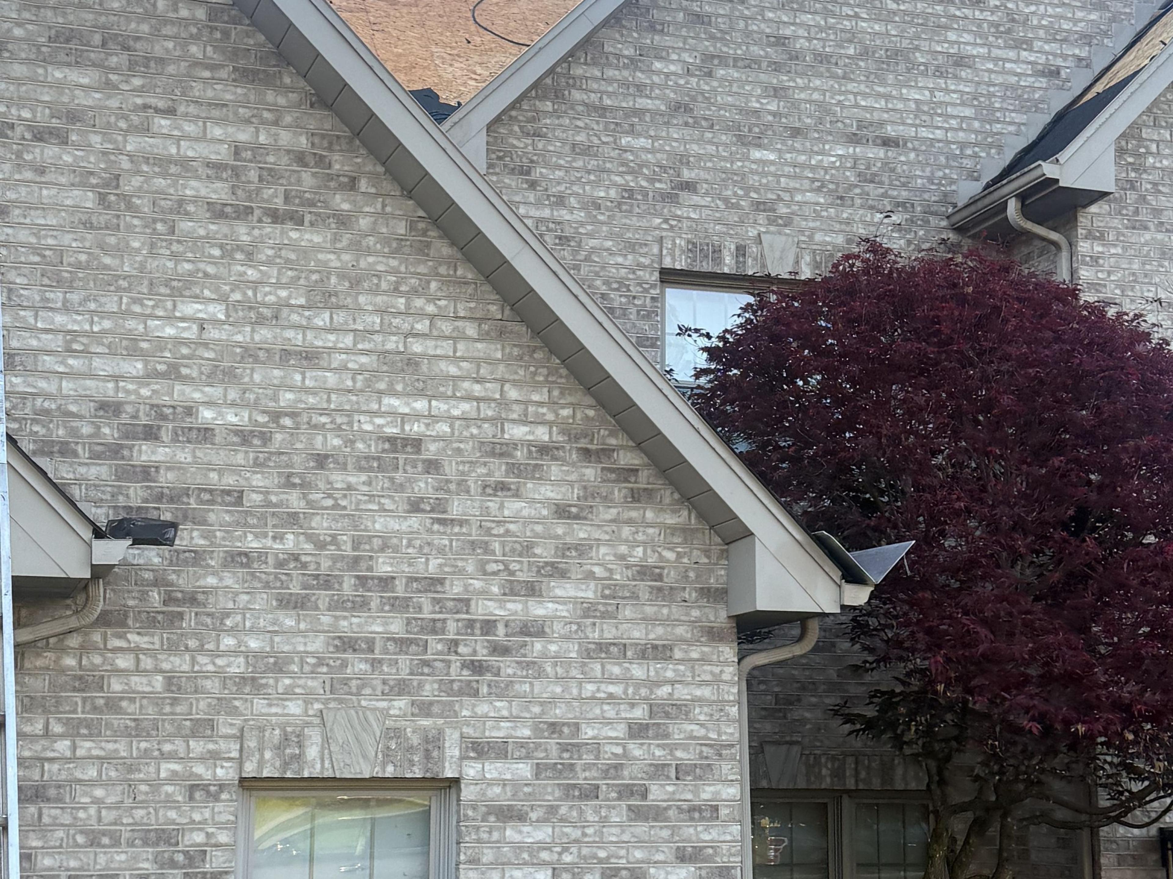 Exposed roof deck and sheathing during a tear-off