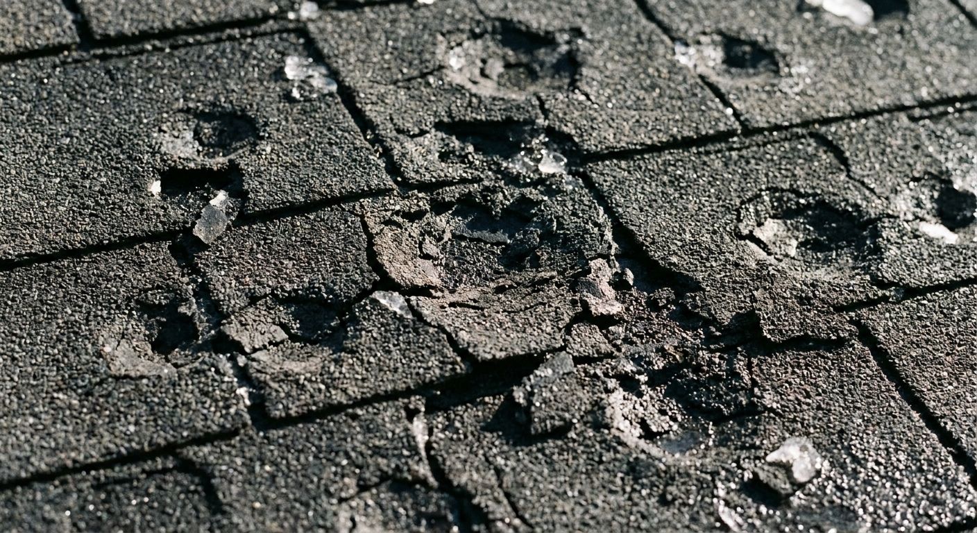 Emergency roof tarp protecting a home after storm damage