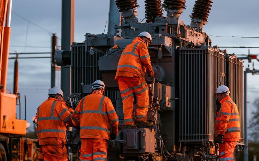 Building out major grid connection with a transformer
