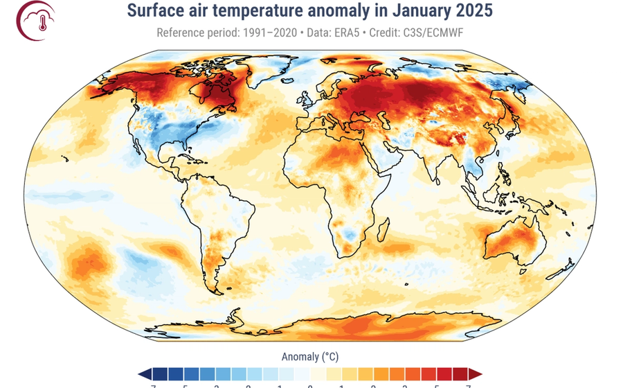 January 2025 was the warmest on record globally