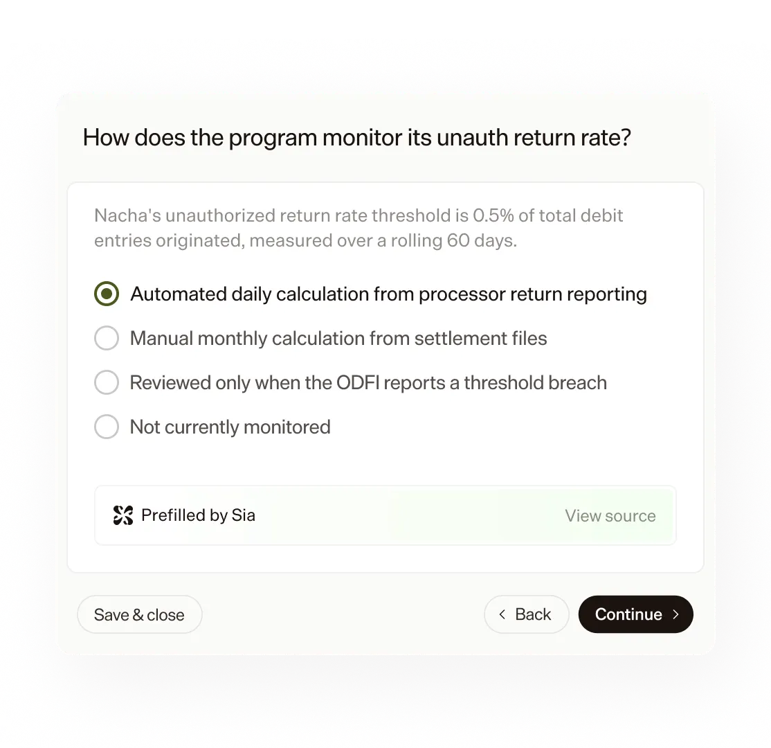 Sia Pre-fills Audits