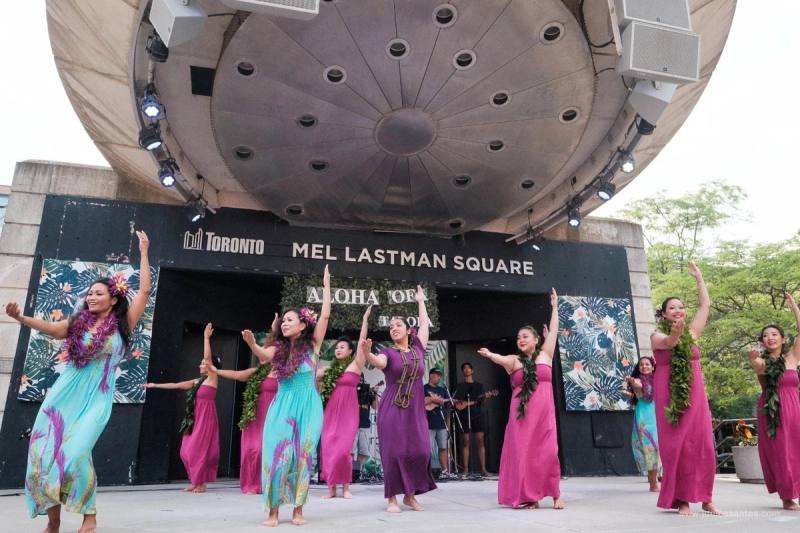 Hula dancers performing at AlohaFest Toronto