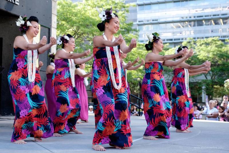 Hula dancers performing at AlohaFest Toronto