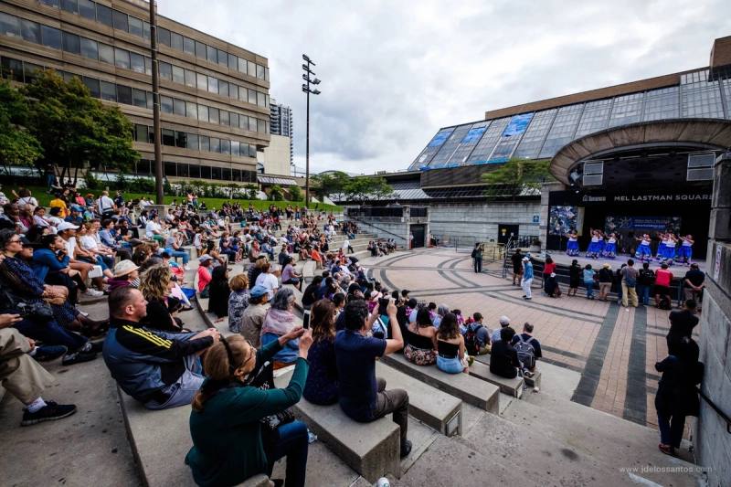 Crowd gathered at Mel Lastman Square
