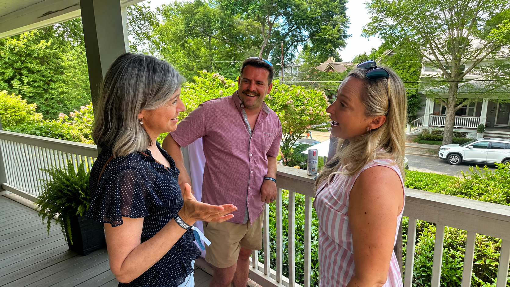 Grant winners Brittany and Tyler Luskin with Hatch CEO Kristie Dolan at The Surrogacy Foundation Founders' home