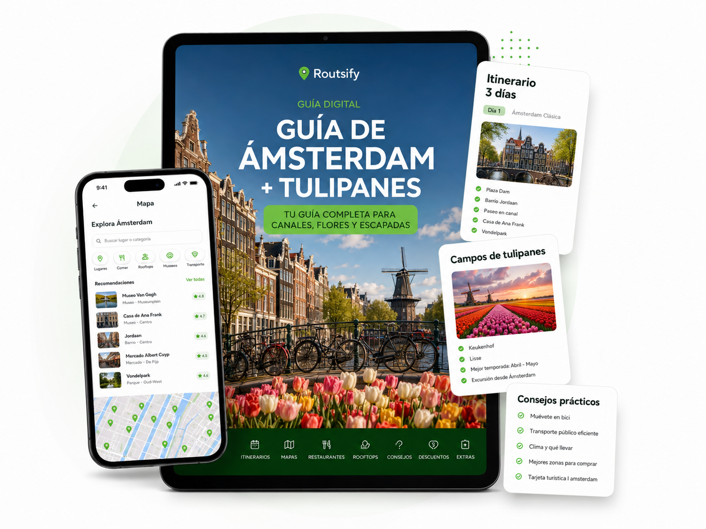 Portada digital de 2x1 Guía de Ámsterdam + Tulipanes de Routsify