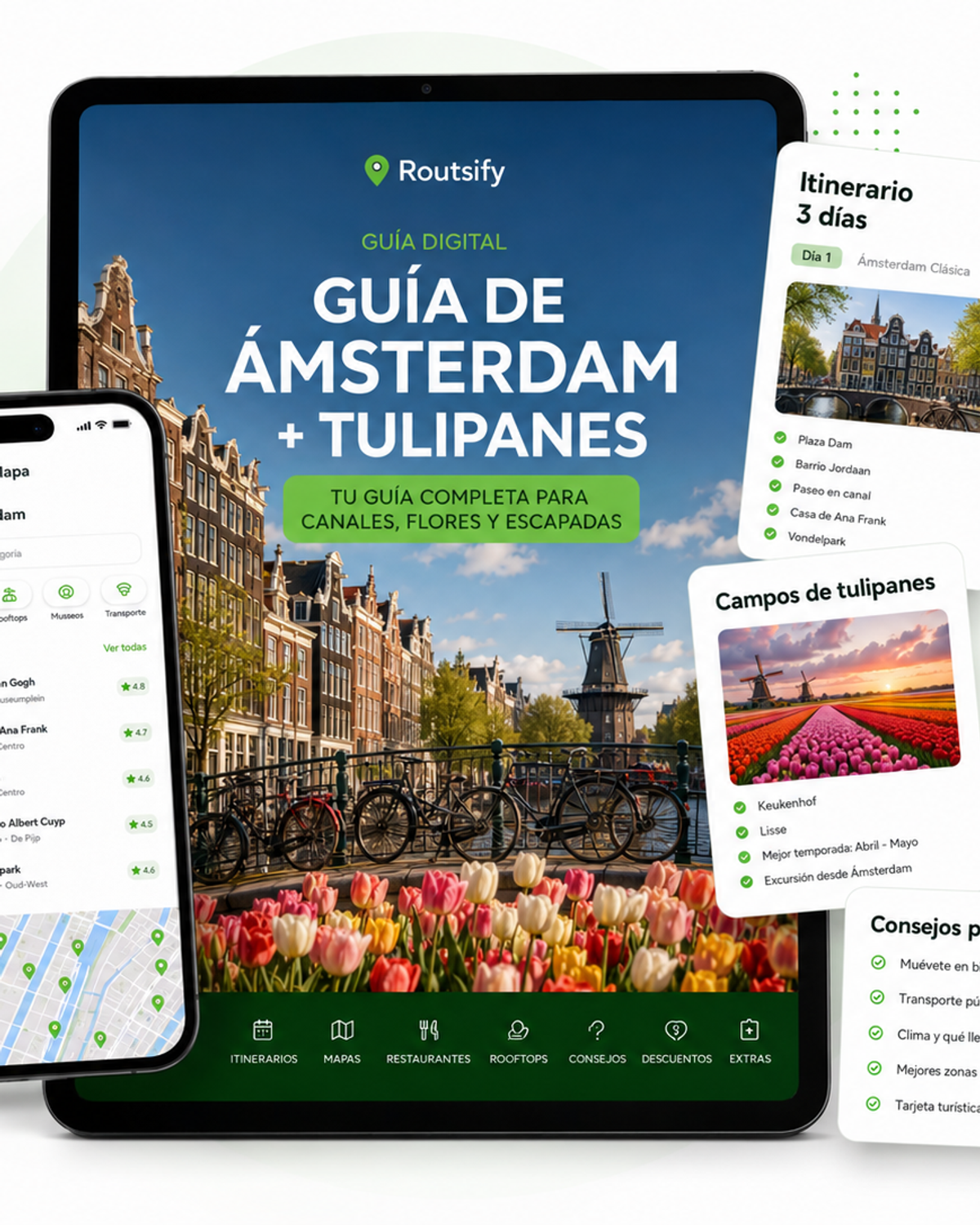 Portada digital de 2x1 Guía de Ámsterdam + Tulipanes de Routsify
