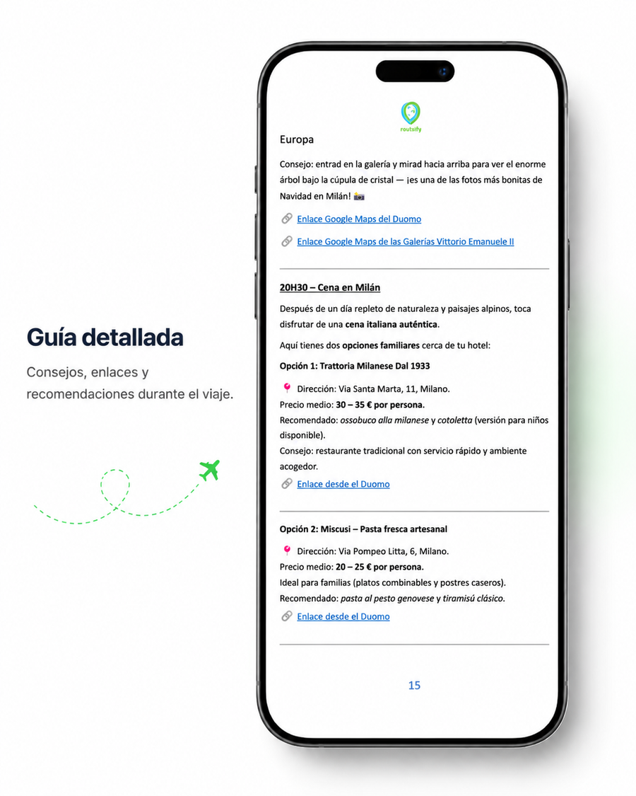 App de viaje Routsify Itinerario Detallado de viaje