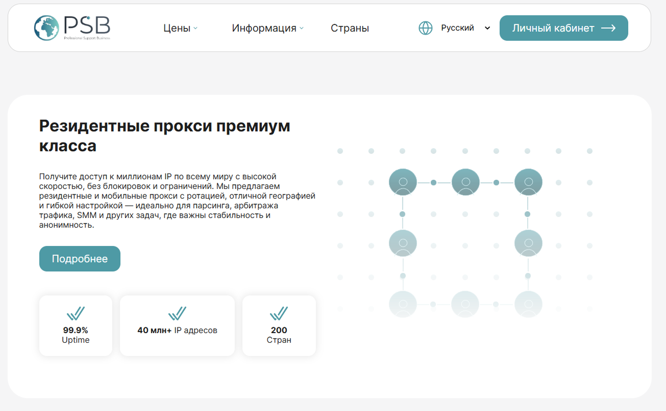 PSB Proxy: резидентные прокси с глобальным охватом и 200+ GEO
