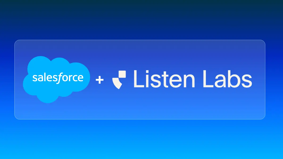 Salesforce and Listen Labs logos together on a blue gradient background