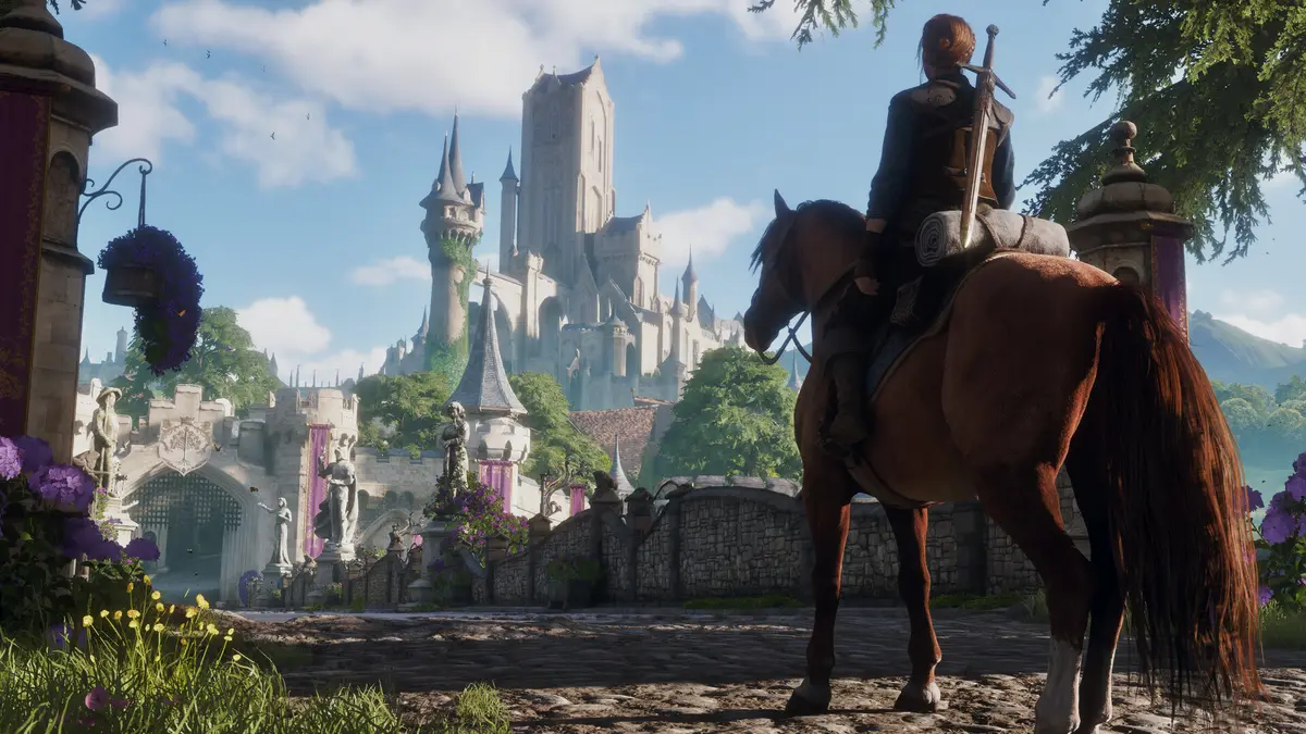 Fable gameplay screenshot from the official Steam listing, showing a fantasy landscape and character in the game world.