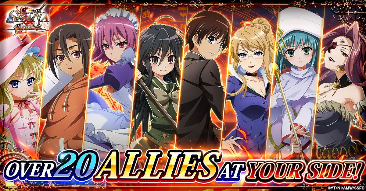 Official G123 artwork for the Shakugan no Shana: Blaze Edge browser game featuring Shana in a fiery anime composition