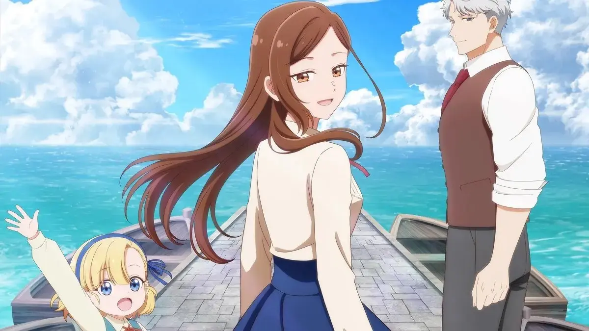 Official Victoria of Many Faces anime artwork showing Victoria and her companions beside a bright seaside setting
