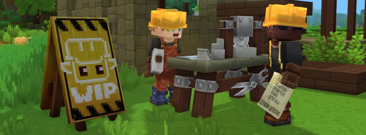 Official Hytale artwork showing the block-built world of Update 7.