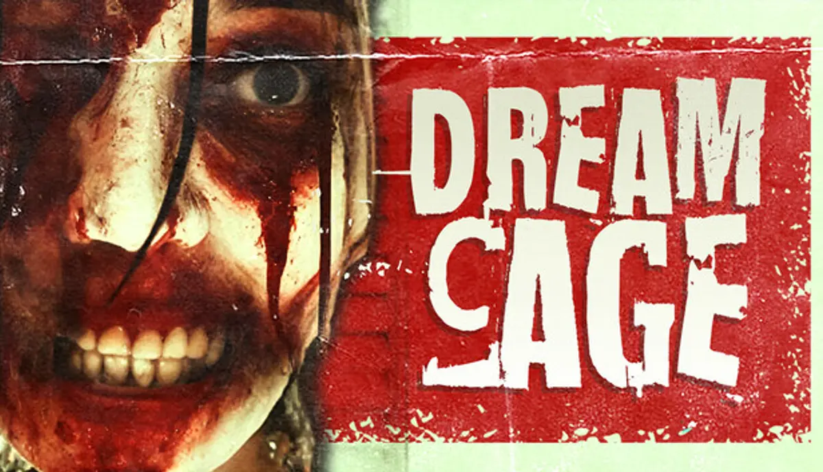A dark bedroom scene from *Dream Cage*, where a nightmare entity watches from the shadows.