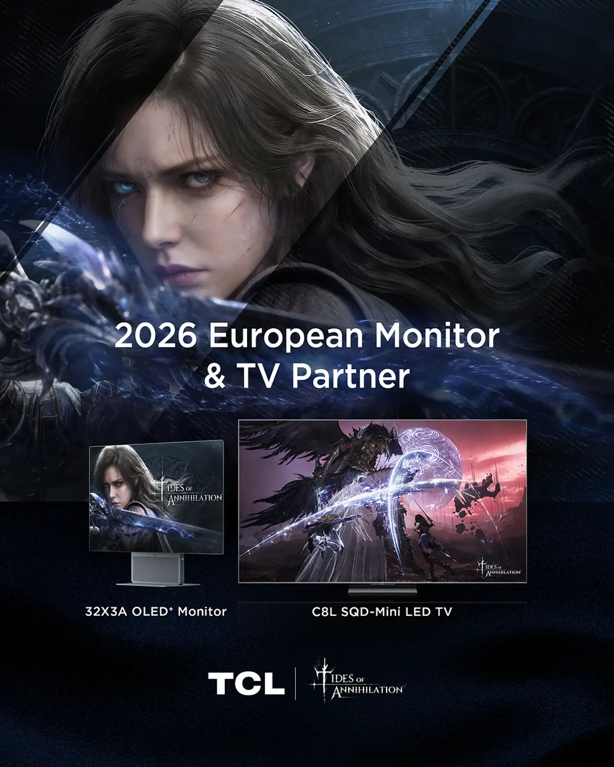 TCL 32X3A OLED+ Monitor used for the Tides of Annihilation Gamescom 2026 demo.