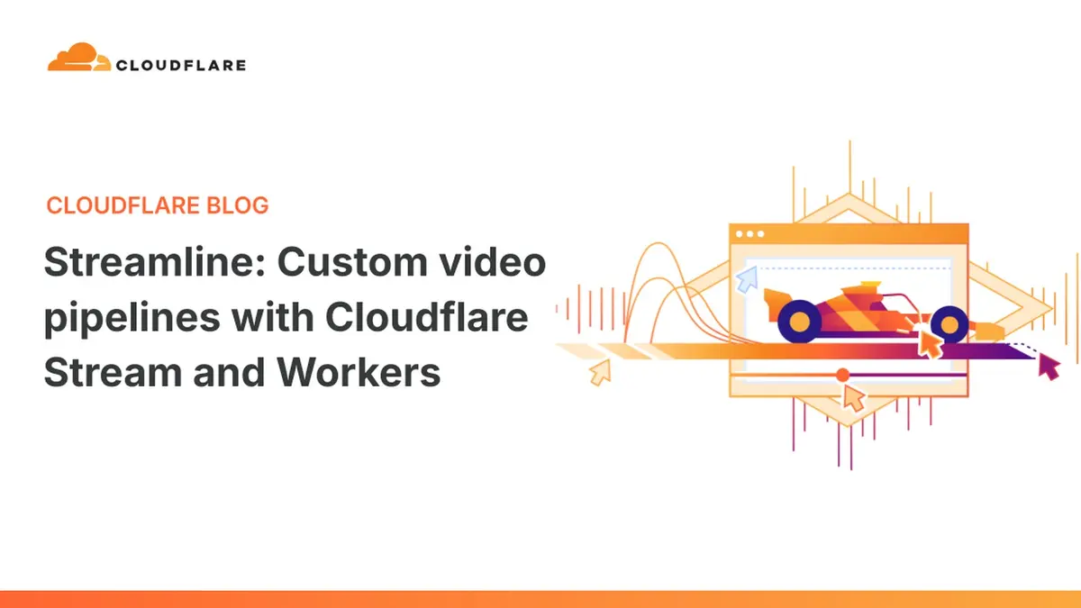 Cloudflare's Streamline announcement card, showing the post title beside an illustration of a browser window and video-signal graphics