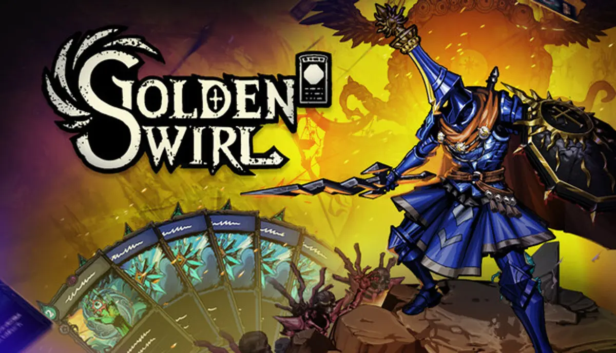 Official Steam artwork for *Golden Swirl*, showing its dark-fantasy deckbuilding world.