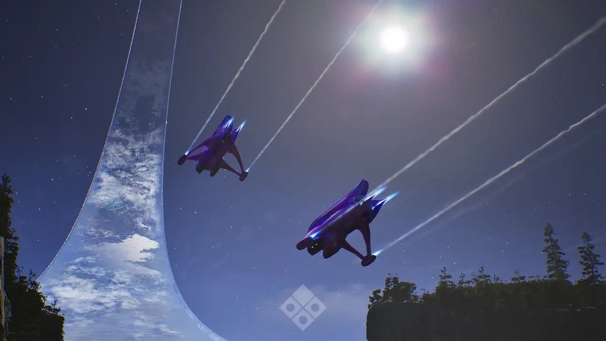 Cover art for Canon Fodder issue 171: two purple Banished Banshee fighters trail vapour across a night sky above a Halo ring, whose curved, cloud-streaked surface rises at the left beneath a bright star, with a Forerunner glyph marking the dark treeline below