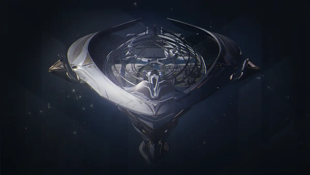 Key art for Nova Era: Atom showing a sleek spacecraft holding a ringed world at its centre, set against deep space.