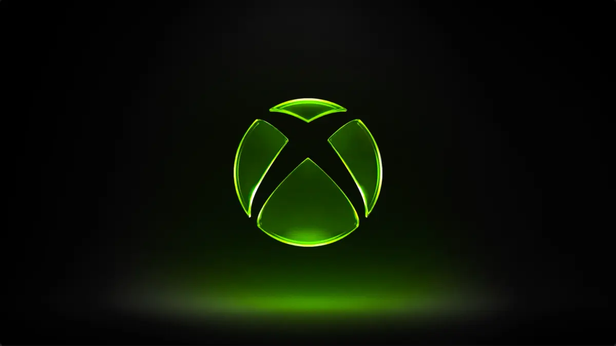 The Xbox sphere logo glowing green against a black background