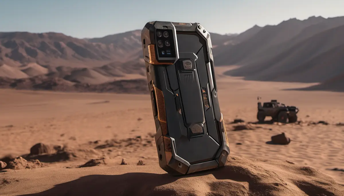 Editorial image illustrating 8849’s Tank 5 Pro is a rugged phone with a thermal camera, 2K projector and huge battery.