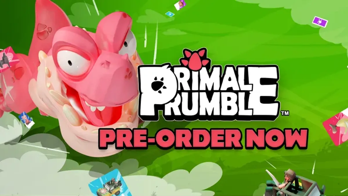 Official Primal Rumble artwork showing its virtual-reality card-battle world.