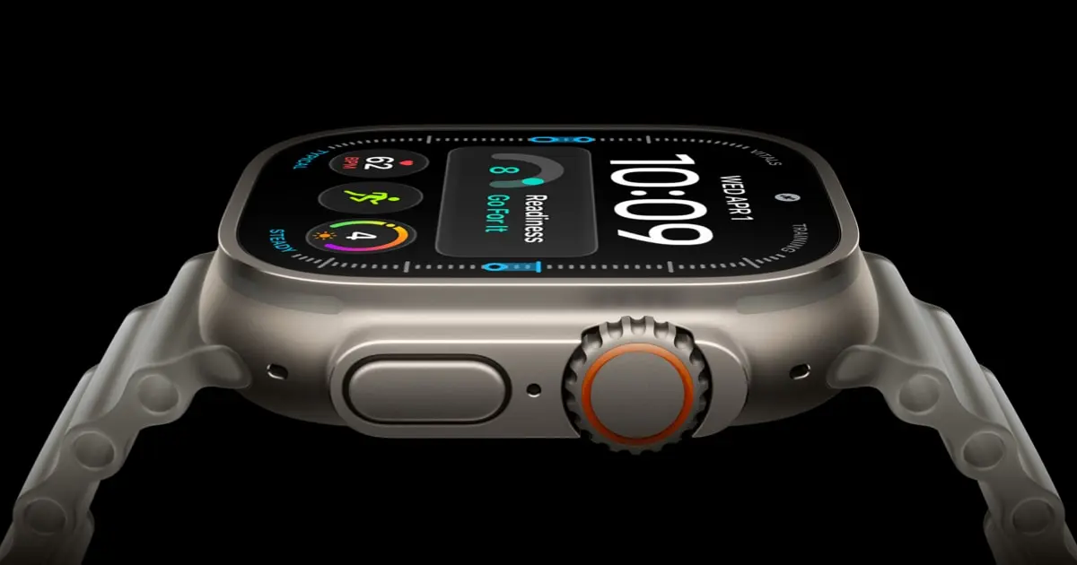 Apple Watch Ultra 4 shown in official Apple artwork during an outdoor workout.