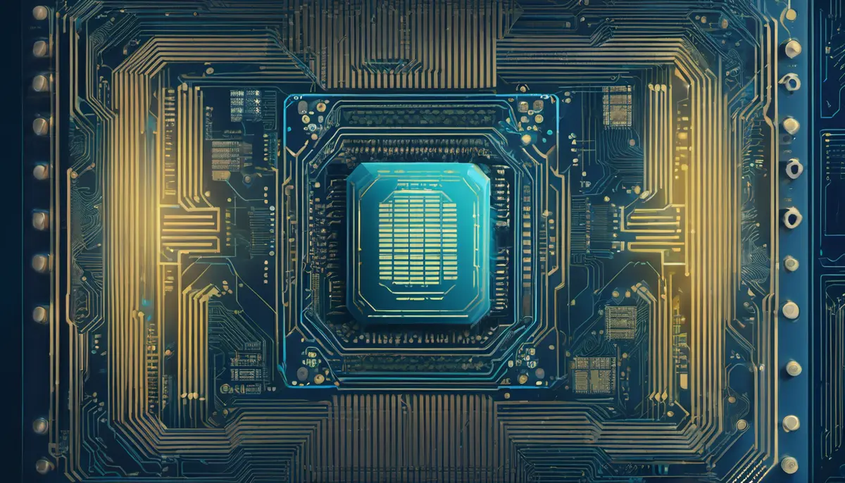 Original editorial artwork showing a glowing AI processor and secure code shield, representing Nvidia’s acquisition of Hugging Face. Original artwork by iHeartGeek.