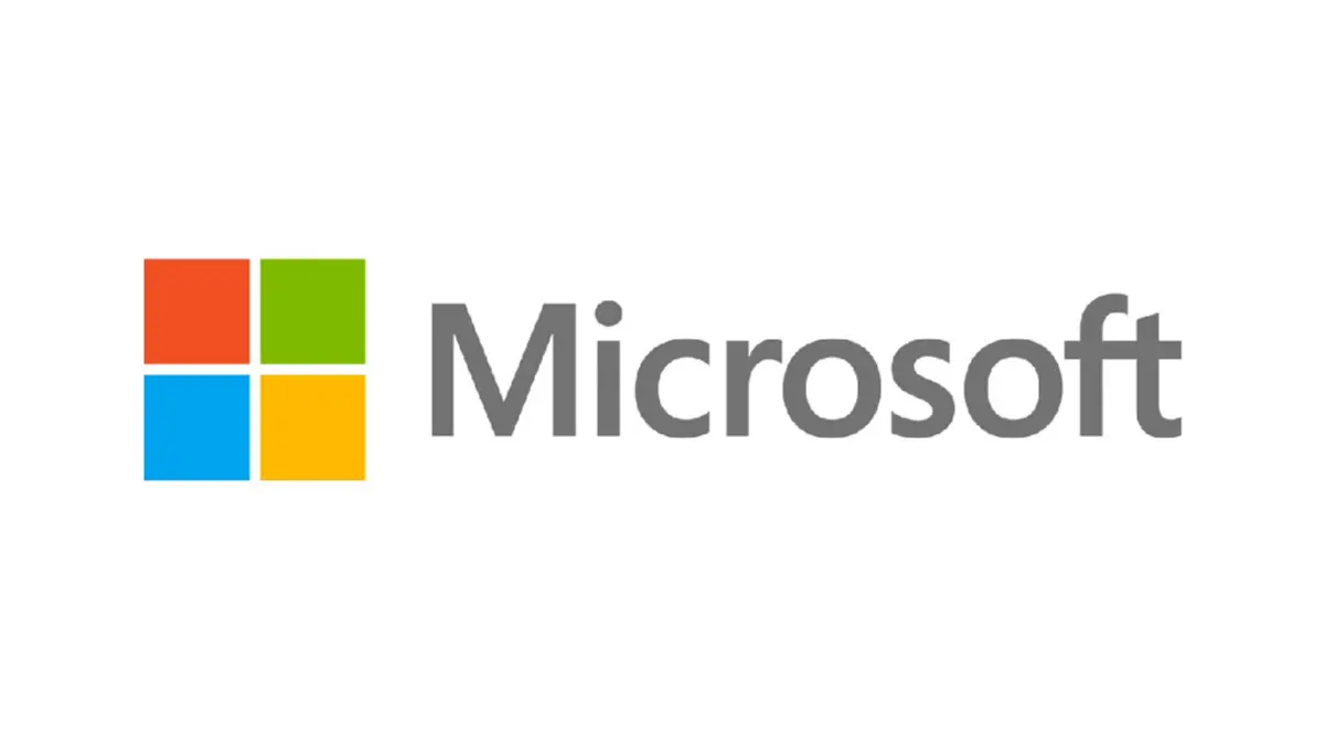 Microsoft logo on a plain background