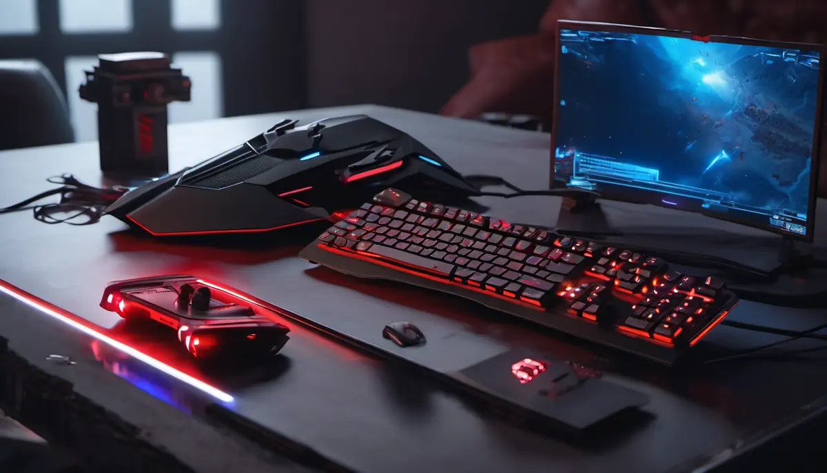 Editorial image illustrating Acer’s new gaming handheld turns into a tiny laptop with a built-in keyboard.