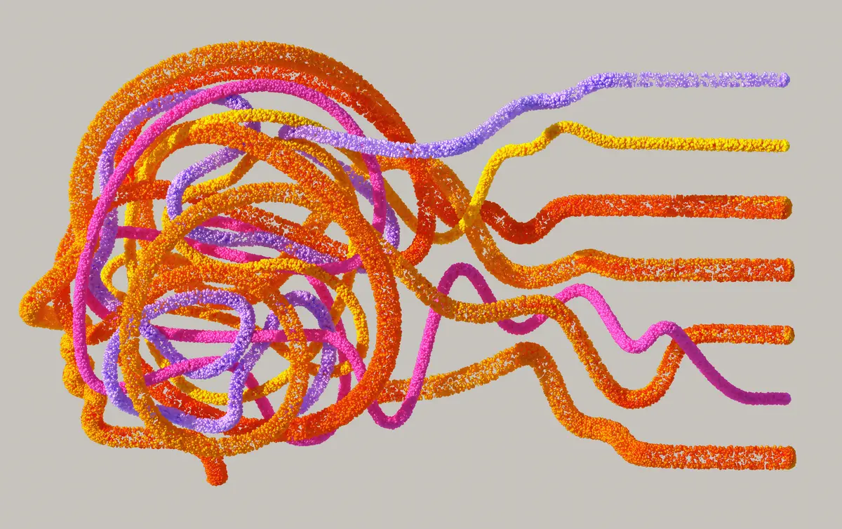 Abstract artificial-intelligence artwork representing links between brain activity, biology and machine reasoning.