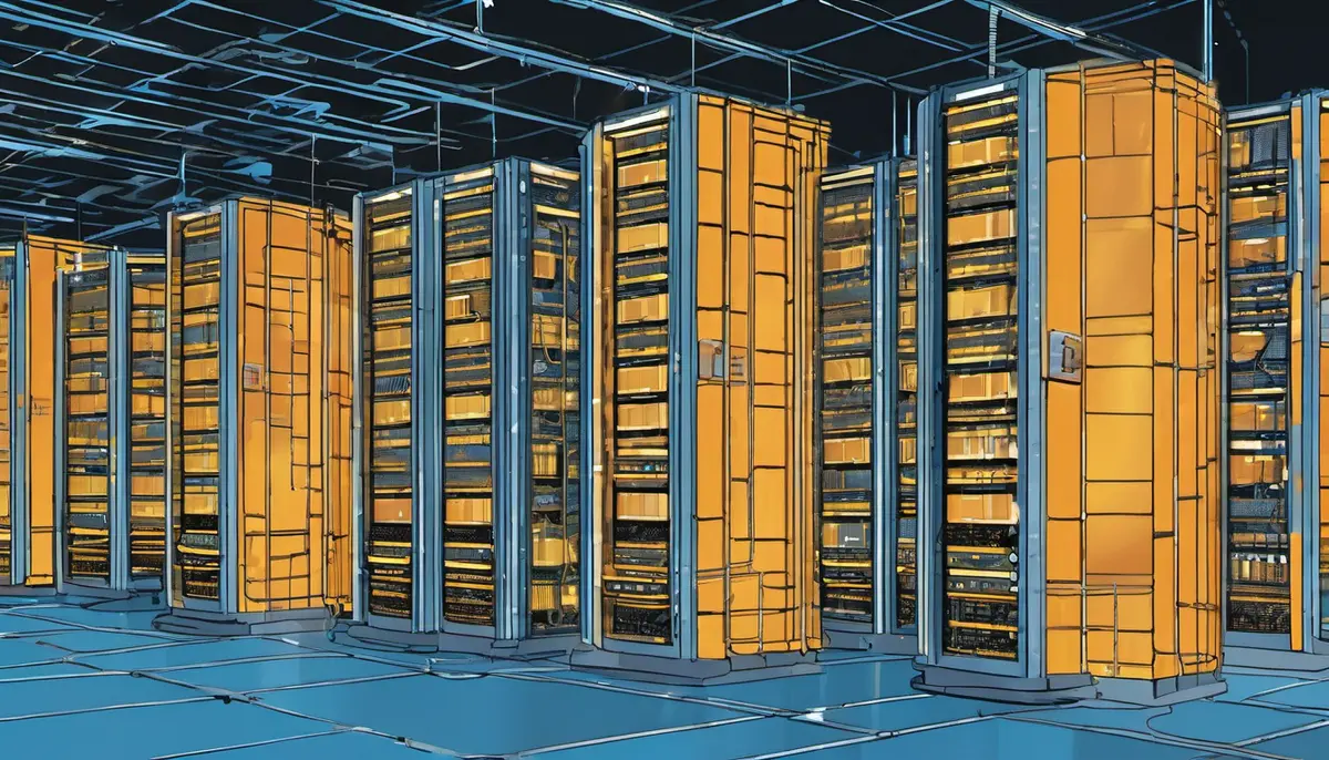 Editorial illustration of interconnected database servers moving from legacy infrastructure towards a modern cloud system.